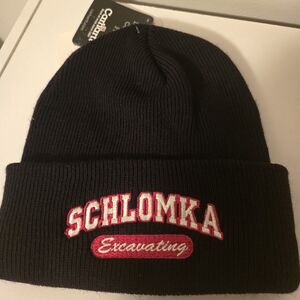 Carhartt Black Beanie with Red and White Embroidery